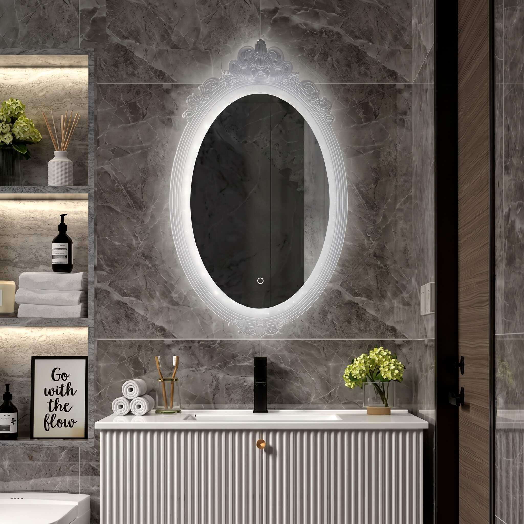 Vytvor_mi_tento_obrázok_v_202606262348 Luxury Vintage White Oval LED Bathroom Mirror - Image 1